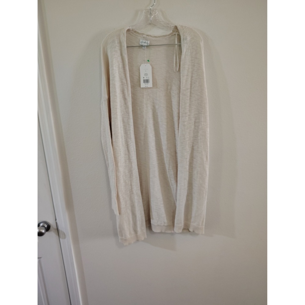 Wonderly Womens Worth Cream Core Cardigan Open Front Longline Sweater NWT L